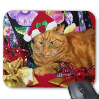 Cat Wearing Santa Claus Hat   Mousepad