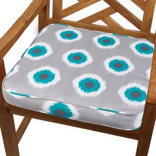 Ikat Teal Dot 20 inch Indoor/ Outdoor Corded Chair Cushion Outdoor Cushions & Pillows