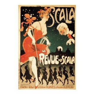 Poster La Revue de la Scala   Victorian Cabaret Paris 22.5 x 33 cm  
