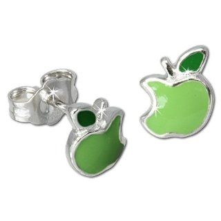 Tee Wee earring apple green enameled, 925 Sterling Silver SDO604G Tee Wee Jewelry