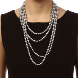 Grey Freshwater Pearl 100 inch Endless Necklace (7 7.5 mm) DaVonna Pearl Necklaces
