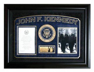 President John F. Kennedy Framed Photograph with Inaugural Invitation and Presidential Seal  Sports Fan Photographs  Sports & Outdoors