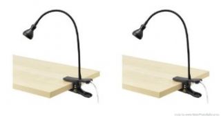 Ikea JANSJ LED Clamp Spotlight, Black (2 Pack)   Desk Lamps  