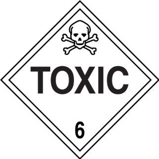 Accuform Signs MPL606VS50 Adhesive Vinyl Hazard Class 6 DOT Placard, Legend "TOXIC 6" with Graphic, 10 3/4" Width x 10 3/4" Length, Black on White (Pack of 50) Industrial Warning Signs