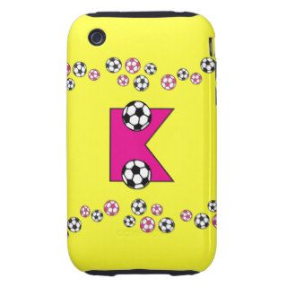 Letter K Monogram in Soccer Pink Tough iPhone 3 Cover
