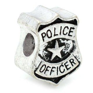Pro Jewelry "Police Badge" Charm Bead for Snake Chain Charm Bracelets Jewelry