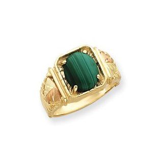 10k Tri color Black Hills Gold Mens Malachite Ring   Size 11   JewelryWeb Jewelry