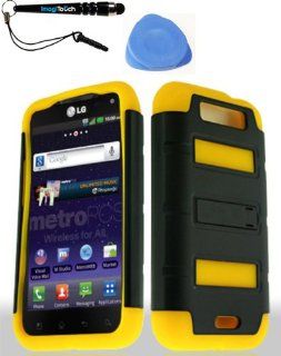 IMAGITOUCH(TM) 3 Item Combo LG MS840 Connect 4G LS840 Viper Hybrid Case Yellow w Stand (Stylus pen, Pry Tool, Phone Cover) Cell Phones & Accessories