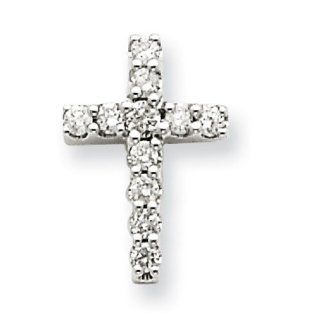 Diamond Cross Pendant in 14kt White Gold   Round Brilliant Shape   Wonderful GEMaffair Jewelry