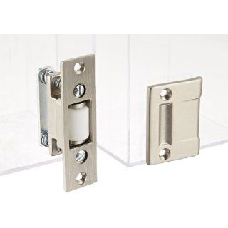 Rockwood 590.15 Brass Roller Latch with Cast Strike, 1" Width x 3 3/8" Length, 1 11/16" Strike Width x 2 1/4" Strike Length, Satin Nickel Plated Clear Coated Finish Hardware Latches