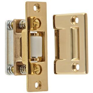 Rockwood 590.3 Brass Roller Latch with Cast Strike, 1" Width x 3 3/8" Length, 1 11/16" Strike Width x 2 1/4" Strike Length, Polished Clear Coated Finish Hardware Latches