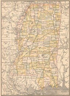 McNally 1887 Antique Map of Mississippi   $89  Wall Maps 