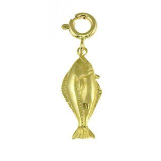 Dazzlers 14k Yellow Gold Halibut Charm Spring Ring 591 Jewelry