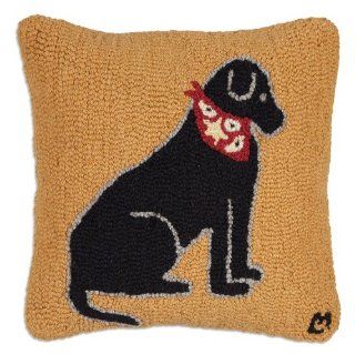 Chandler 4Corners Butterscotch Black Lab Labrador Retriever 18" Pillow   Hooked in New Zealand Wool   Throw Pillows
