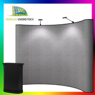 GRAY VELCRO   PREMIUM 10' POP UP DISPLAY   Trade Show Booth Exhibit   Includes EZ Counter and LED Lights  Presentation Display Booths 