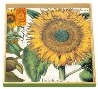 Michel Design Works 12 1/2 Inch Square Decoupage Square Wooden Tray, Sunflower   Vanity Trays