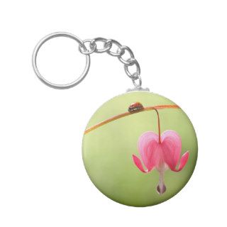 Ladybug and Bleeding Heart Flower Keychain