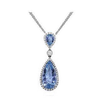 3.89ct Blue Topaz & Diamond Pendant 14k Gold Jewelry