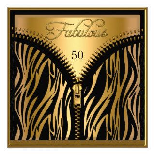 Zebra Any Age Fabulous Gold Black Corset Birthday Invites