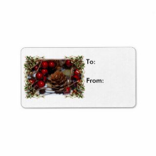 Christmas Holly and Pinecone Custom Address Labels
