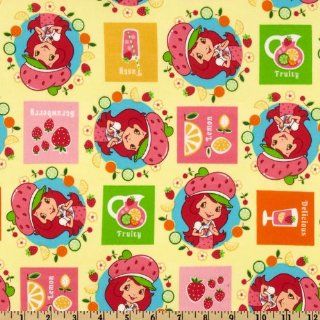 44'' Wide Strawberry Shortcake Fruit Yellow Fabric By The Yard