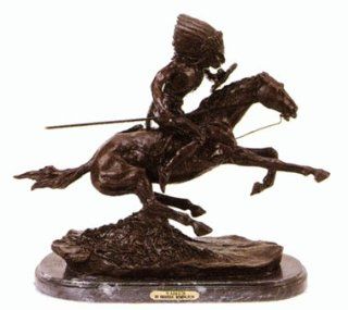 "The Warrior" Statue American Bronze Handmade Sculpture Inspired By Frederic Remington Regular Size  