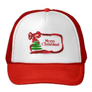 Christmas Tree with Red Ribbon Mesh Hats