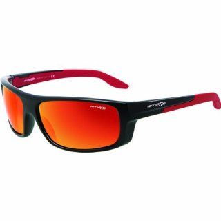 Arnette So Easy Adult Designer Sunglasses/Eyewear   2093/6Q Gloss Black with Matte Red Temple/Red Mirror / One Size Fits All Automotive