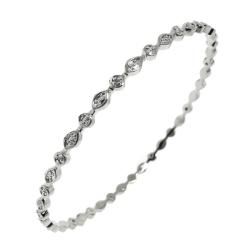 Thin Highly Polished Silvertone Diamond Bangle Moise Diamond Bracelets