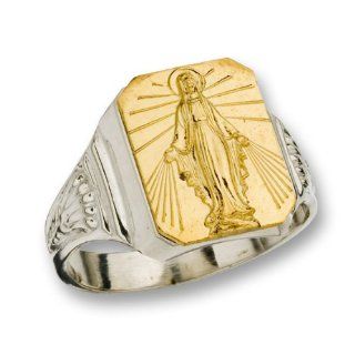 Miraculous Sterling Silver Ring with 14Kt Gold Medal Jewelry