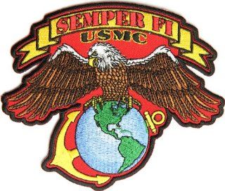 Small USMC Eagle Patch in Red, 5x4.5 inch, large embroidered iron on military patch