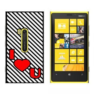 I Love You Big Red Heart Black Stripes   Snap On Hard Protective Case for Nokia Lumia 920 Cell Phones & Accessories