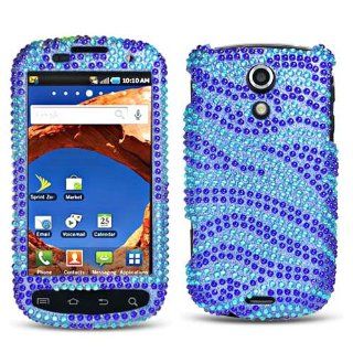 Hard Plastic Snap on Cover Fits Samsung D700 Epic 4G Blue And Light Blue Zebra Full Diamond Sprint Cell Phones & Accessories