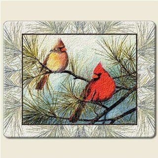 Northern CARDINAL garden bird large 15 inch TEMPERED GLASS CUTTING BOARD Kitchen Cooking Home Lodge Decor Sports & Outdoors