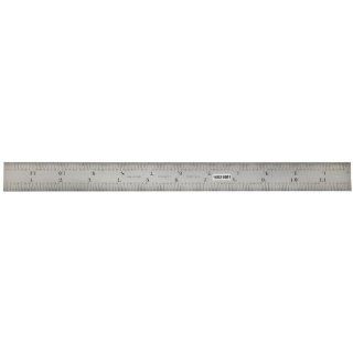 Starrett C604R 12 Spring Tempered Steel Rule With Inch Graduations, 4R Graduation, 12" Length, 1" Width, 3/64" Thickness Construction Rulers