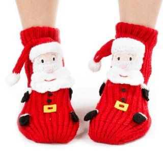 Field For You Women's 3D Deer Thick Knit Slipper Socks With Non Skid Soles Sizes 5 9 Red Sports & Outdoors