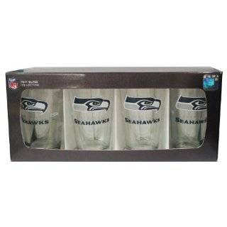 NFL Seattle Seahawks Pint Glass (Pack of 4)  Sports Fan Travel Mugs  Sports & Outdoors