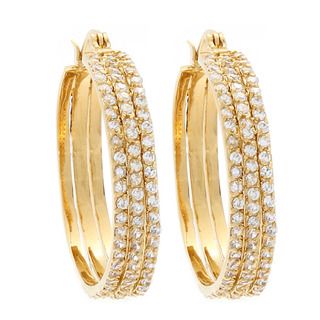 NEXTE Jewelry 14k Gold Overlay Cubic Zirconia Triple Hoop Earrings NEXTE Jewelry Cubic Zirconia Earrings