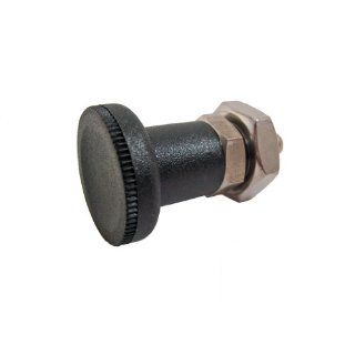 GN 607.1 NI Series Stainless Steel Lock Out Type Short Indexing Plunger with Lock Nut, M16 x 1.5mm Thread Size, 10mm Thread Length Ball Nose Spring Plunger