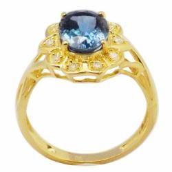 De Buman Sterling Silver London Blue Topaz and Cubic Zirconia Ring De Buman Gemstone Rings