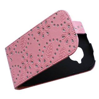 Casea Packing Pink Bling Flower Flip Leather Case Cover For Samsung Galaxy S3 Mini i8190 Electronics