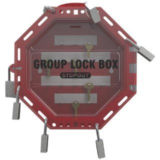 Accuform Signs KCC624 STOPOUT Look 'n Stop Group Lock Box, 13" Length x 13" Width x 3 1/2" Depth, Plastic, Red with Clear Front Industrial Lockout Tagout Devices