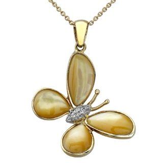 Gold Mother of Pearl Diamond Butterfly Jewelry