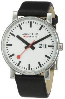 Mondaine EVO Big Date 40mm White Dial, Black Leather Strap A627.30303.11SBB at  Men's Watch store.