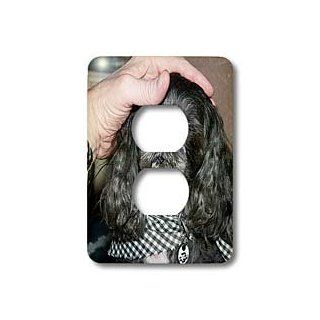 lsp_54776_6 Jos Fauxtographee Realistic   A Mans Hand on a Cute Pet Shiatsu Dog with a Black and White Gingham Bandana   Light Switch Covers   2 plug outlet cover   Outlet Plates  