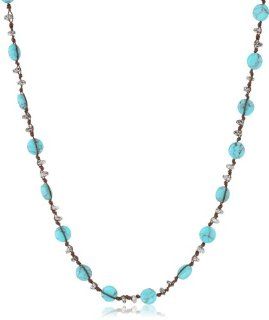 Lucky Brand Turquoise Silver Coin Necklace, 34" Jewelry