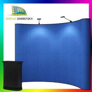 NEW PREMIUM POP UP DISPLAY   Blue Velcro Fabric   Includes Case/Counter and LED Lights  Presentation Display Booths 