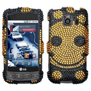 Asmyna LGLS670HPCDM142NP Dazzling Diamante Bling Case for LG Optimus S/Optimus U/Optimus V   1 Pack   Retail Packaging   Happy Face Cell Phones & Accessories