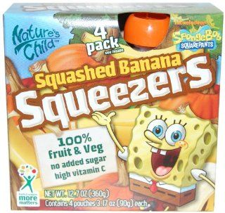 Nature's Child Sponge Bob Squeezers, Squashed Banana, 4 Count  Fruit Relishes  Grocery & Gourmet Food