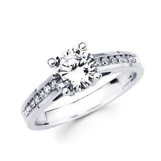 1/4 ct Diamond 18k White Gold Engagement Ring Semi Mounting H   1ct Round Center Stone Not Included Jewelry